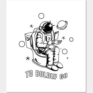 Poopin Astronaut Boldly Go Funny Space Gift Posters and Art